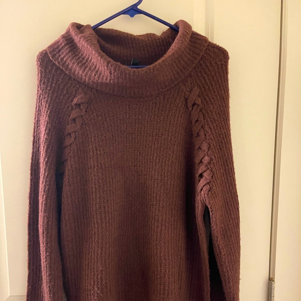 Signature Studio Cowl Neck Sweater. 68% Acrylic 26% Polyester 5% Spandex.